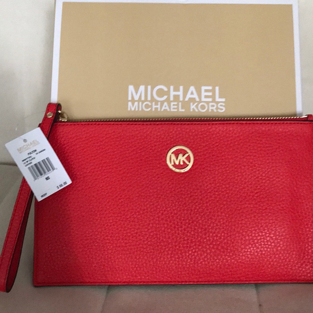 Michael Kors Large Leather Clutch/ Wristlet